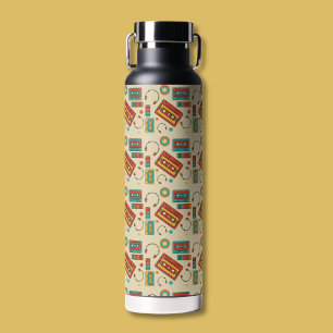 Botella De Agua Vibes retro - Patrón de cintas de cassette de los