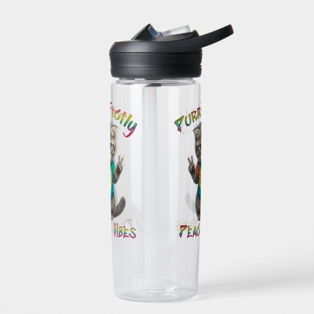 Botella De Agua Vibraciones de gatito boho hippie pacíficas  (Izquierdo)