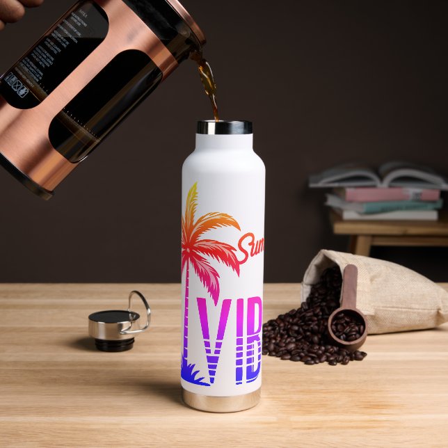 Botella De Agua vibraciones de verano (Café)