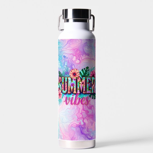 Botella De Agua Vibraciones de Verano Tie-Dye (Delantero)