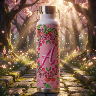 Botella De Agua Vibraciones Rosadas Rojos Kawaii Estética Monada F