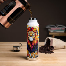 Vibrante mosaico de leones coloridos