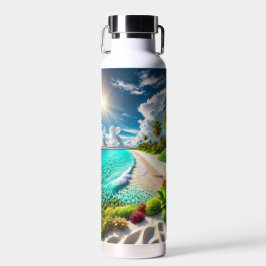 Botella De Agua Vibrante playa tropical azul