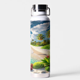 Botella De Agua Vibrante playa tropical azul