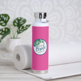 Botella De Agua Vibrante rosa y blanco personalizado