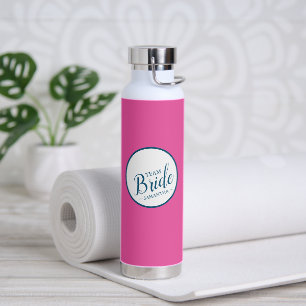 Botella De Agua Vibrante rosa y blanco personalizado