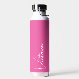 Botella De Agua Vibrante rosa y blanco personalizado