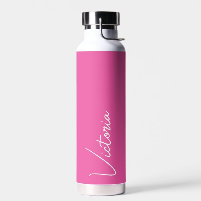 Botella De Agua Vibrante rosa y blanco personalizado (Izquierdo)