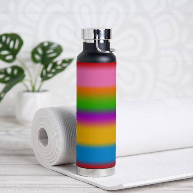 Botella De Agua Vibrantes rayas de gradiente de arcoíris multicolo (Yoga)
