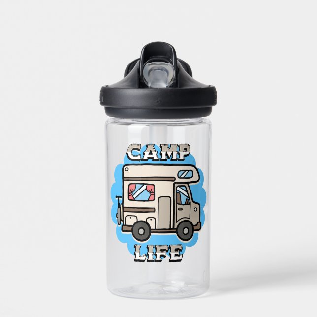 Botella De Agua Vida de Campamento | Campista Retro Personalizada (Delante)
