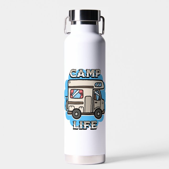 Botella De Agua Vida de Campamento | Campista Retro Personalizada (Delantero)