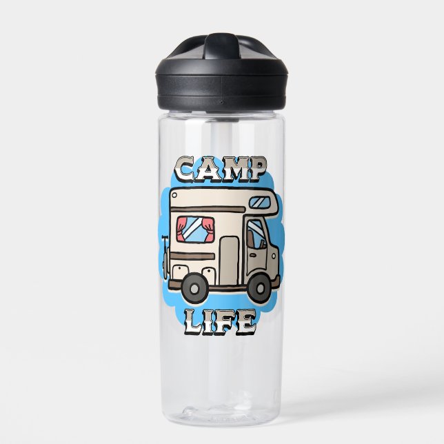 Botella De Agua Vida de campamento | Campista retro personalizada (Delante)