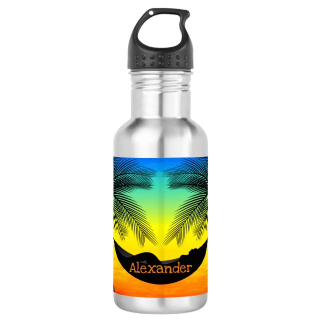 Botella De Agua Vida de isla en hamaca tropical (Anverso)