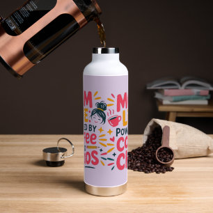 Botella De Agua Vida de Mamá Impulsada por Café y Caos Frase Diver