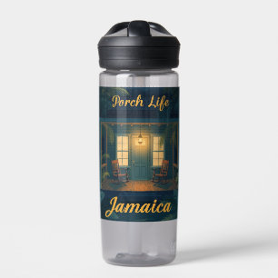 Botella De Agua vida en el porche de Jamaica en la tarde