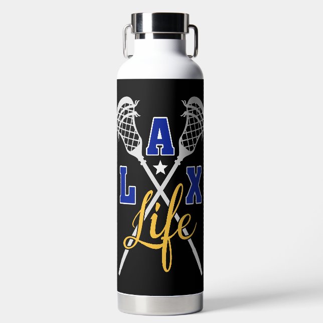 Botella De Agua Vida LAX / Colores Personalizados / Lacrosse perso (Delantero)
