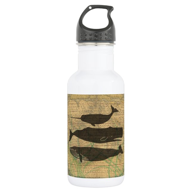 Botella De Agua Vida marina náutica de ballena antigua (Anverso)