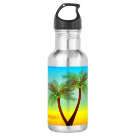 Botella De Agua Vida Tropical Abstracta Silueta de Palma Hamaca