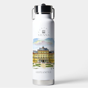 Botella De Agua Viena Austria Acuarela Ciudad Recuerdo de Viaje