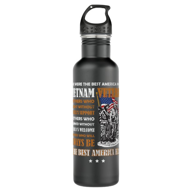 Botella De Agua Vietnam Veterano camiseta de la bandera de Estados (Anverso)