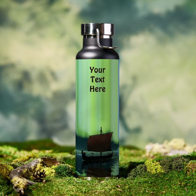 Botella De Agua Viking Ship Under Northern Lights (Al aire libre (girado))