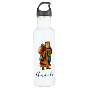 Botella De Agua Vintage Christmas Old World Santa Claus