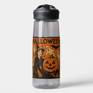 Botella De Agua Vintage, clásica bruja de Halloween, fantasma y ca