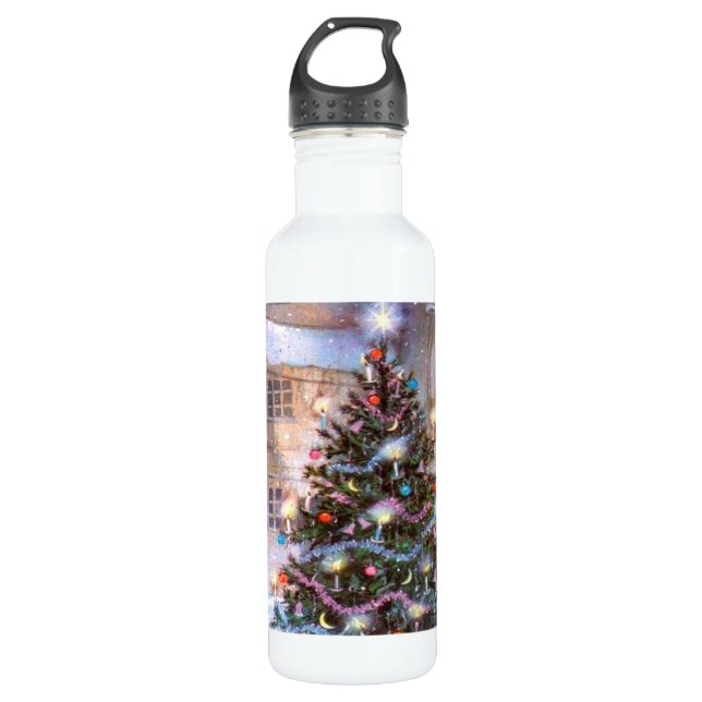Botella De Agua Vintage de árbol de Navidad (Anverso)