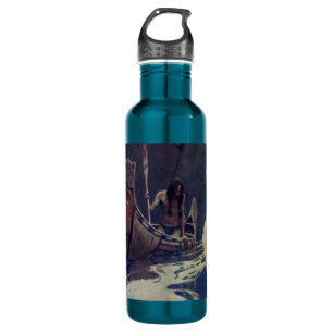Botella De Agua Vintage Indian Canoe Paddling Sun Classic