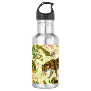 Botella De Agua Vintage Moderno Flor Jungla Tropical