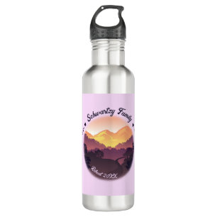 Botella De Agua Vintage Mountain Sunset Farmhouse Retret Purple