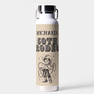 Botella De Agua Vintage Retro Cowboy Rodeo 50 cumpleaños