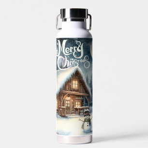 Botella De Agua Vintage/Rustic/Snowman/Navidades