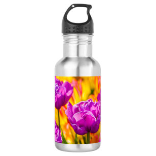 Botella De Agua Violeta encantadora de tulipanes
