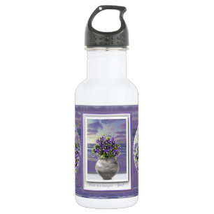 Botella De Agua violetas en tarro lunar