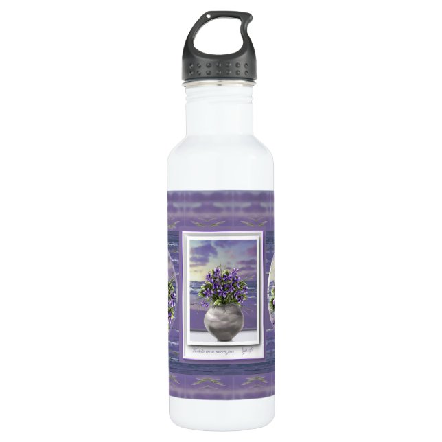 Botella De Agua violetas en tarro lunar (Anverso)