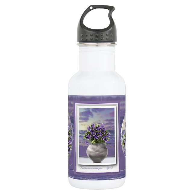 Botella De Agua violetas en un frasco de luna (Anverso)