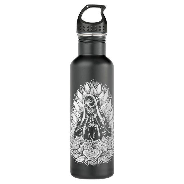 Botella De Agua Virgen María Skeleton Punk gótico-católico Tradici (Anverso)