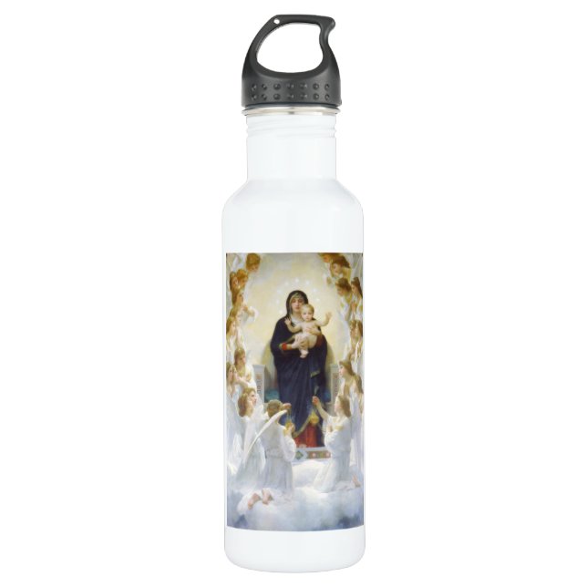 Botella De Agua Virgen María y Jesús con ángeles (Anverso)