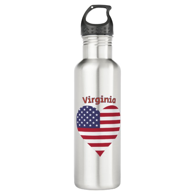 Botella De Agua Virginia American Flag Heart (Anverso)