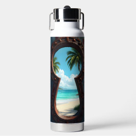 Botella De Agua Vista de ojo de cerradura de hermosa playa caribeñ