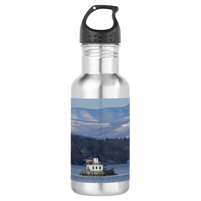 Botella De Agua Vista invernal del faro de Esopus Meadows (Anverso)