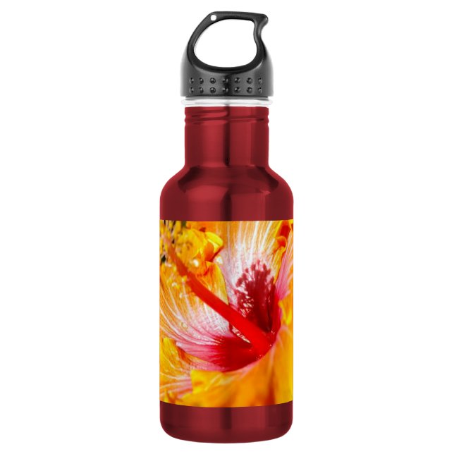 Botella De Agua Vista lateral de Hibisco Naranja (Anverso)