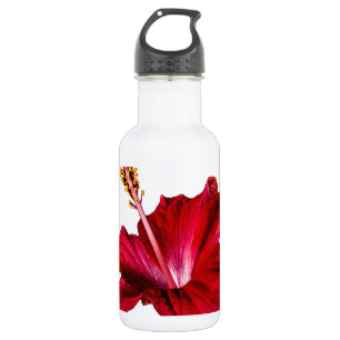 Botella De Agua Vista lateral de las flores rojas de Hibiscus