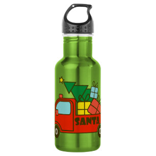 Botella De Agua Vista lateral del camión Santa Feliz Navidad