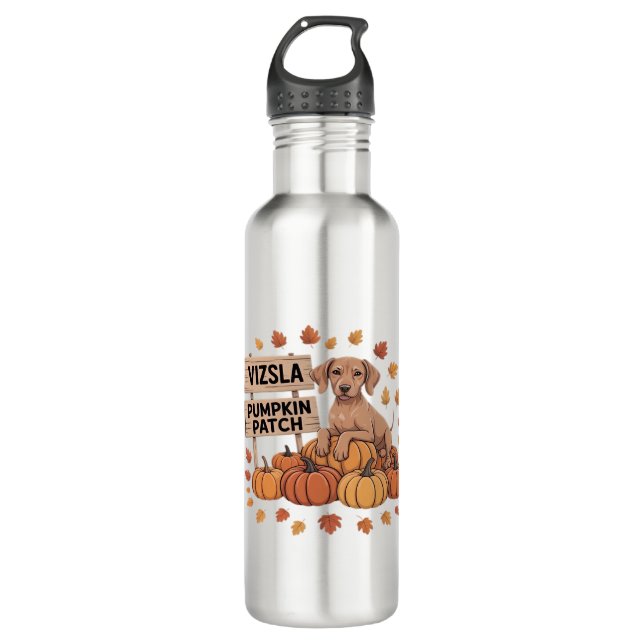 Botella De Agua Vizsla Pumpkin Parche Perros Amantes Acción de Gra (Anverso)