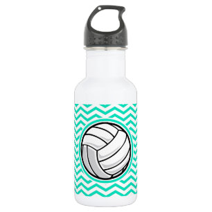 Botella De Agua Voleibol; Aqua Green Chevron