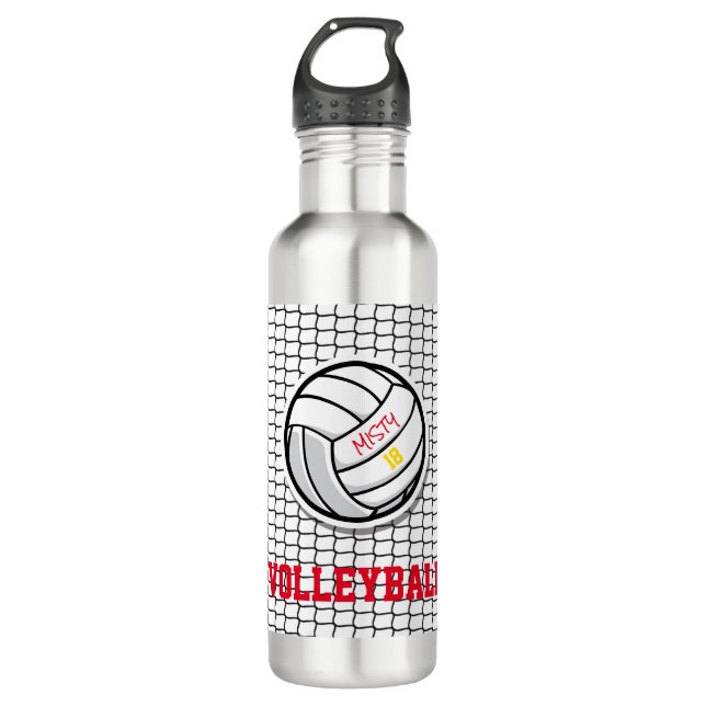 Botella De Agua Voleibol Neto Personalizado Jugador Nombre Número  (Anverso)
