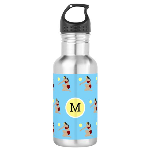 Botella De Agua Voleibol playa de Monograma (Anverso)