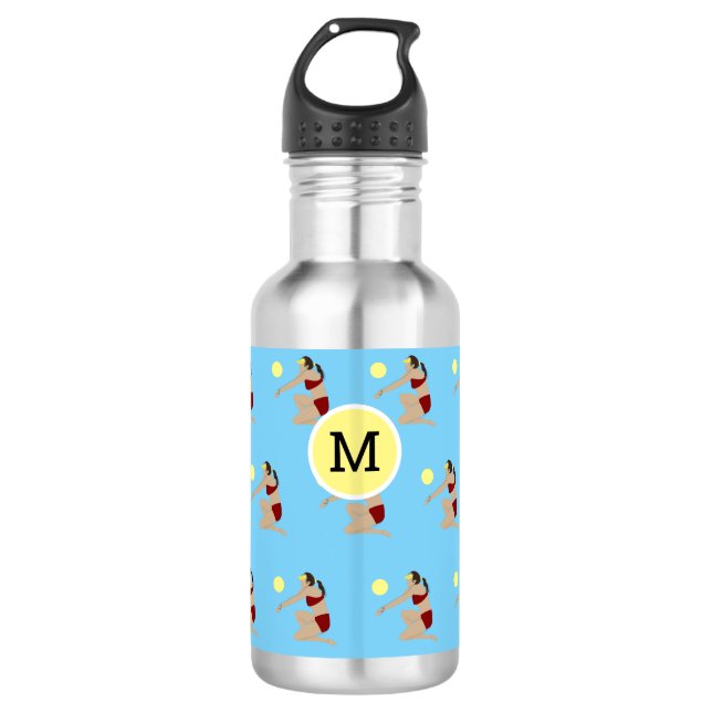 Botella De Agua Voleibol playa de Monograma (Anverso)